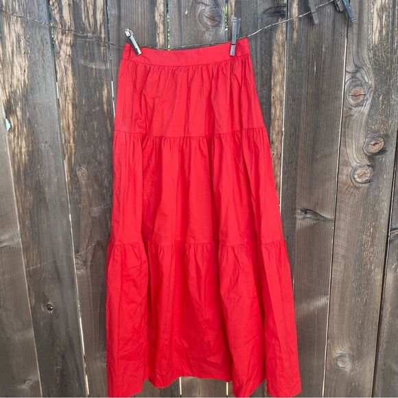 Staud red A-Line Women's midi skirt size 00 - Picture 2 of 7